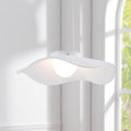 Starsky 2700K Led 16.9 W Modern Sculptural Wave Form Pendant Light With White Fabric Shade For Kitchen Island And Dining Room