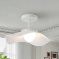 Starsky 2700K Led 16.9 W Modern Wave Semi Flush Mount Ceiling Light With White Fabric Shade For Bedroom Hallway Entryway