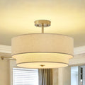 Starsky 3 Light 2 Tier Modern Fabric Drum Semi Flush Mount Ceiling Light