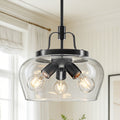 Starsky 3 Light Modern Farmhouse Dome Clear Glass Pendant Light For Kitchen Dining Room Living Room