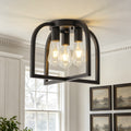 Starsky 3 Light Modern Farmhouse Industrial Lantern Open Cage Flush Mount Ceiling Light For Kitchen Dining Room Living Room