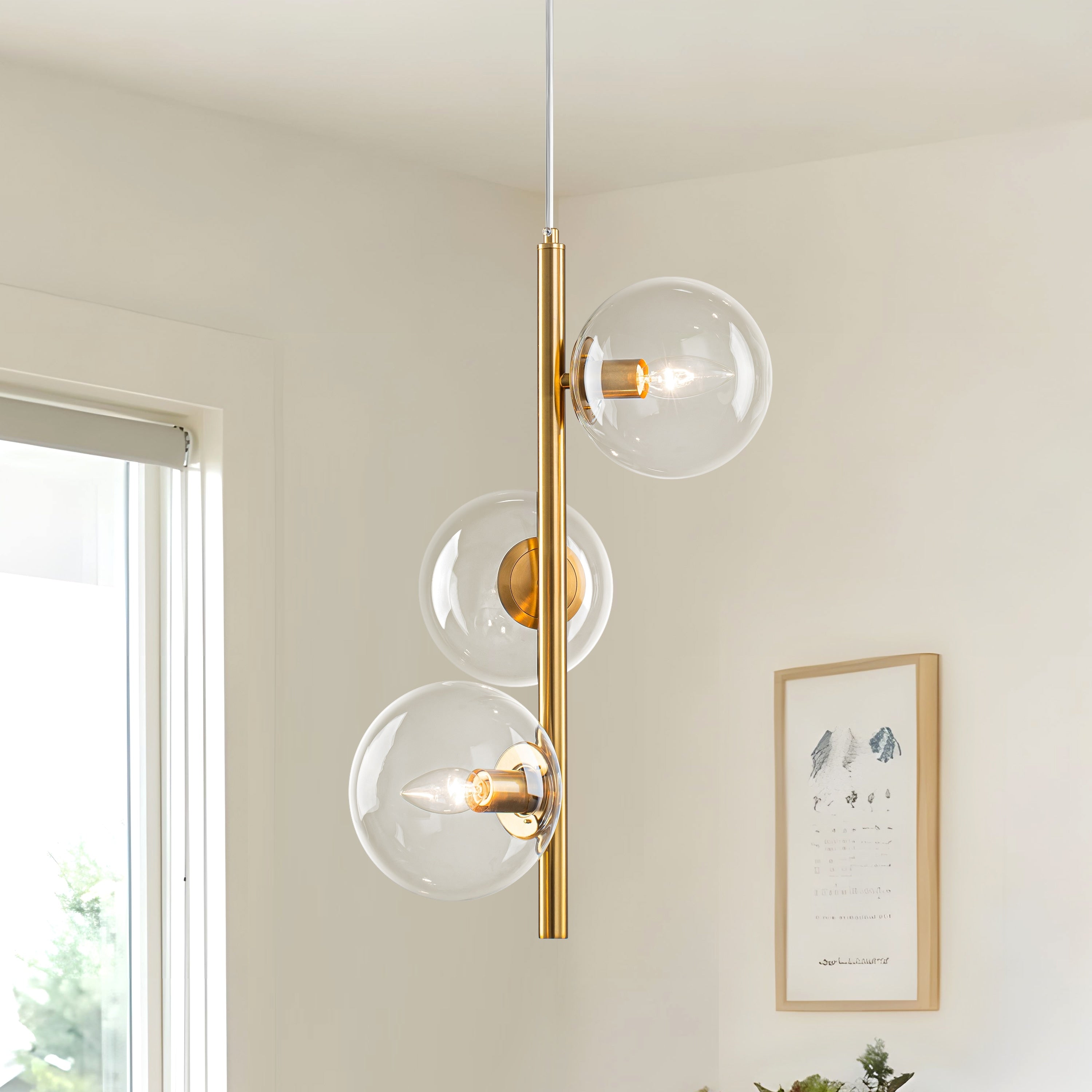 Starsky 3 Light Sputnik Linear Pendant For Kitchen Island Dining Room
