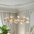 Starsky 3000K Led Modern Glam Crystal Wagon Wheel Chandelier Black Gold For Dining Room Living Room Foyer N A