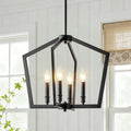 Starsky 4 6 Light Black Modern Lantern Open Cage Chandelier For Kitchen Dining Room Living Room