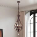 Starsky 4 Light 12.6 W Farmhouse Lantern Teardrop Chandelier Oil Rubbed Bronze Nickel For Dining Room Foyer Kitchen Island