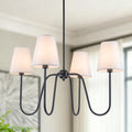 Starsky 4 Light Classic Candle Style Chandelier With Fabric Tapered Shade Gold Black For Dining Room Kitchen Island Bedroom