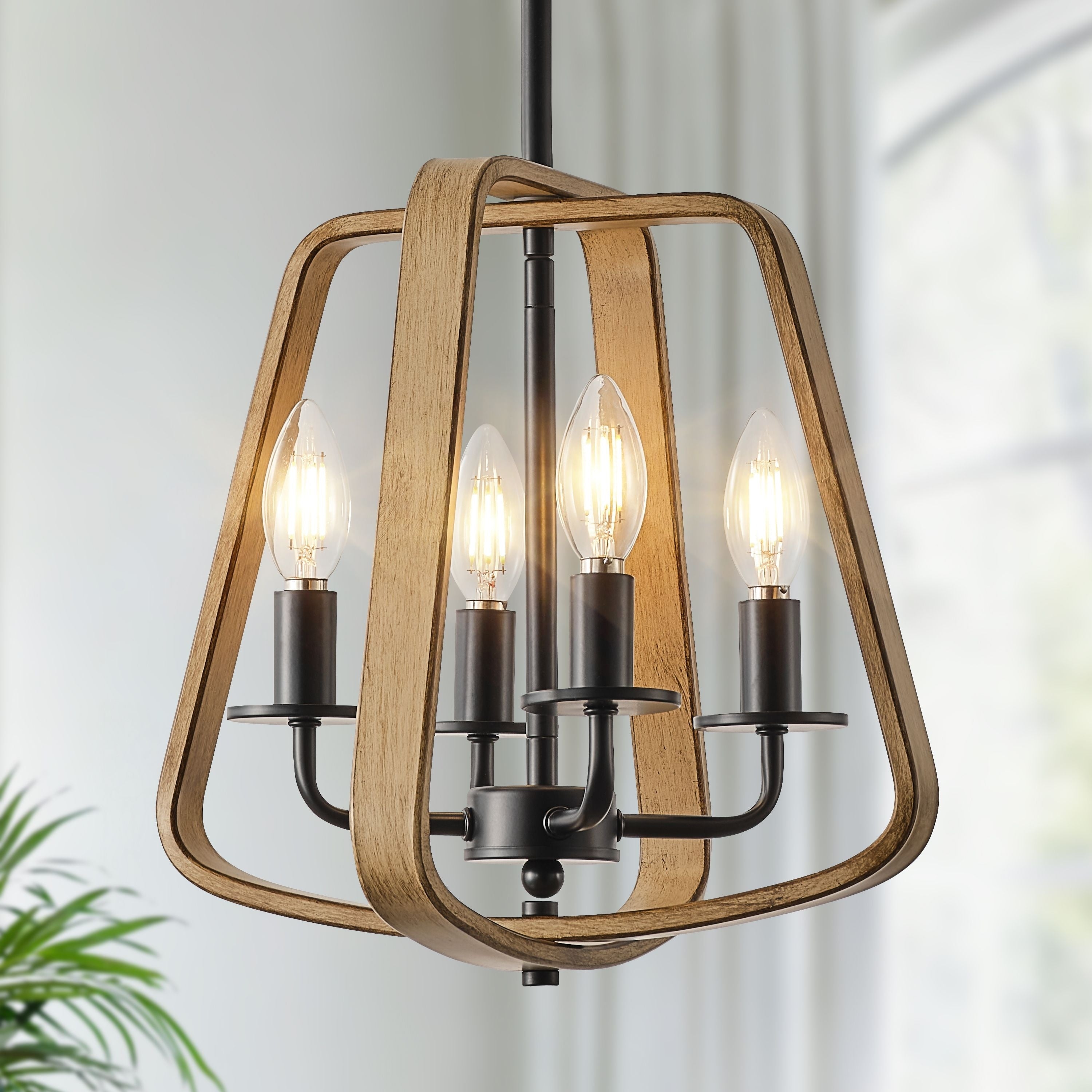 Starsky 4 Light Farmhouse Open Cage Chandelier For Dining Room Kitchen Island Or Entryway