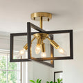 Starsky 4 Light Modern Farmhouse Industrial Lantern Open Cage Flush Mount Ceiling Light For Dining Room Living Room Entryway