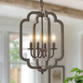 Starsky 4 Light Vintage Farmhouse Faux Wood Lantern Chandelier Antique