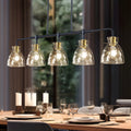 Starsky 5 Light Modern Linear Hammered Glass Kitchen Island Pendant Black N A