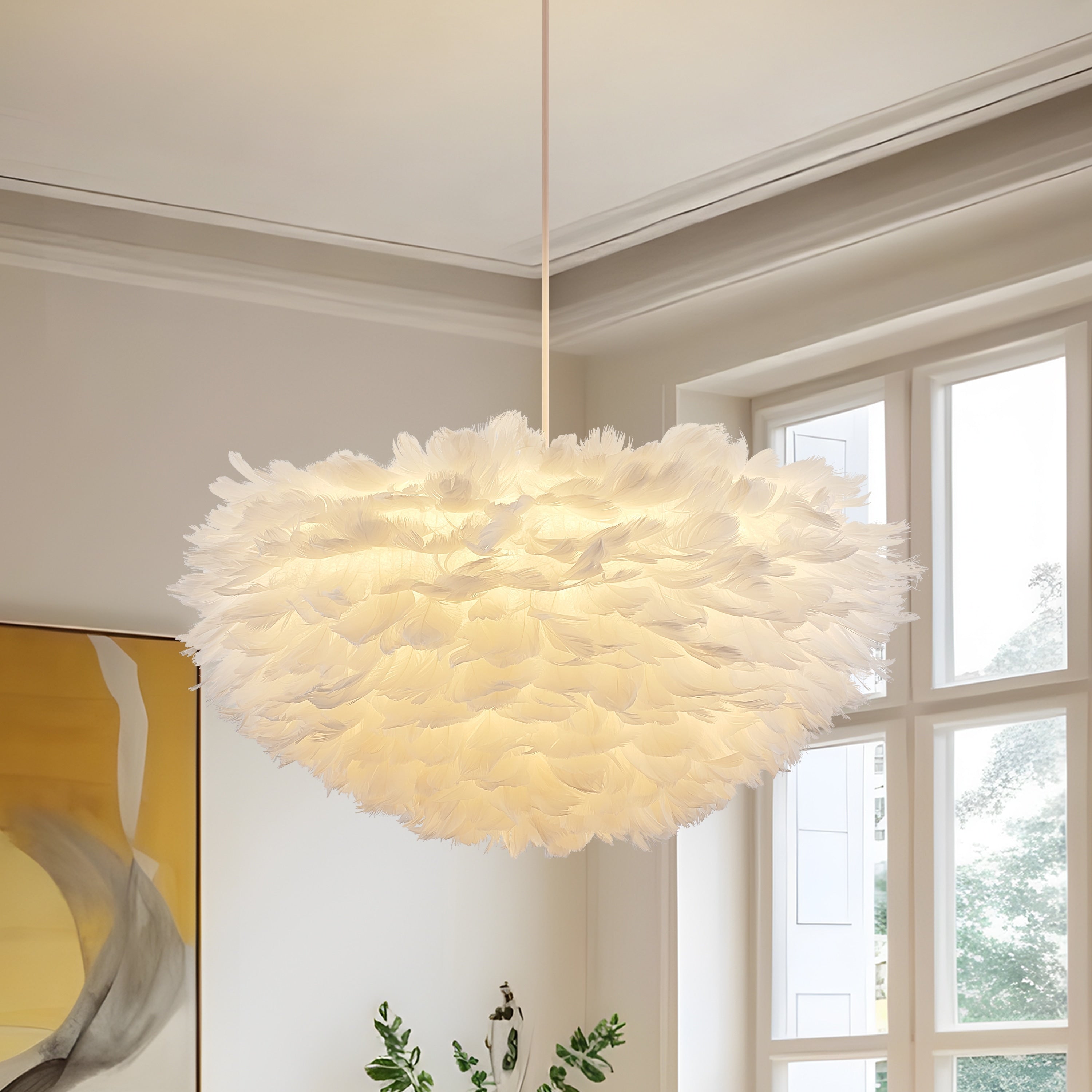 Starsky 5 Light Modern Romantic Glam White Feather Chandelier For Girls Room Bedroom White Feather