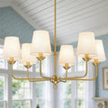 Starsky 6 Light Classic Transitional Chandelier With White Fabric Shades For Dining Room Living Room Entryway