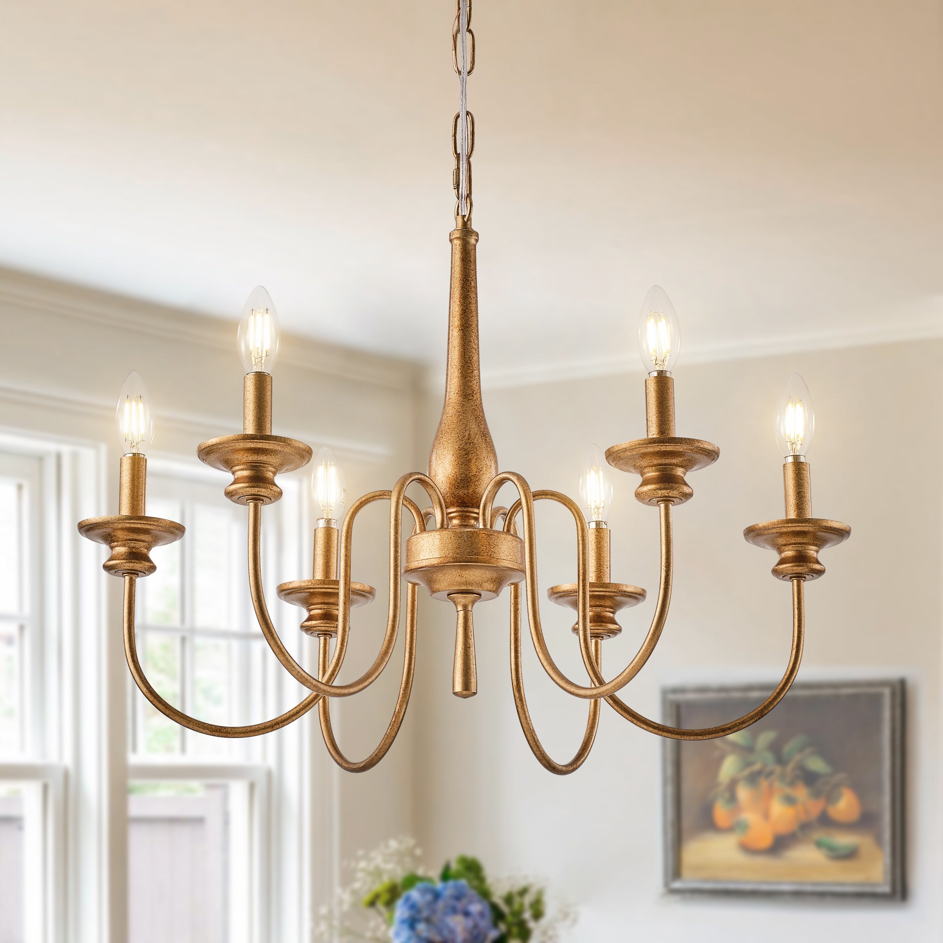 Starsky 6 Light Dimmable Vintage Candle Style Chandelier