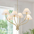 Starsky 6 Light Modern Dimmable Chandelier With White Fabric Shade