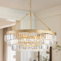 Starsky 8 Light Modern Glam Round Chandelier With Crystal Shade Glod Black For Dining Room Living Room Bedroom And Eentryways