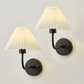 Starsky Wall Sconce Set Of Two With Pleated Fabric Shades And Pvc Lining Gold And Black