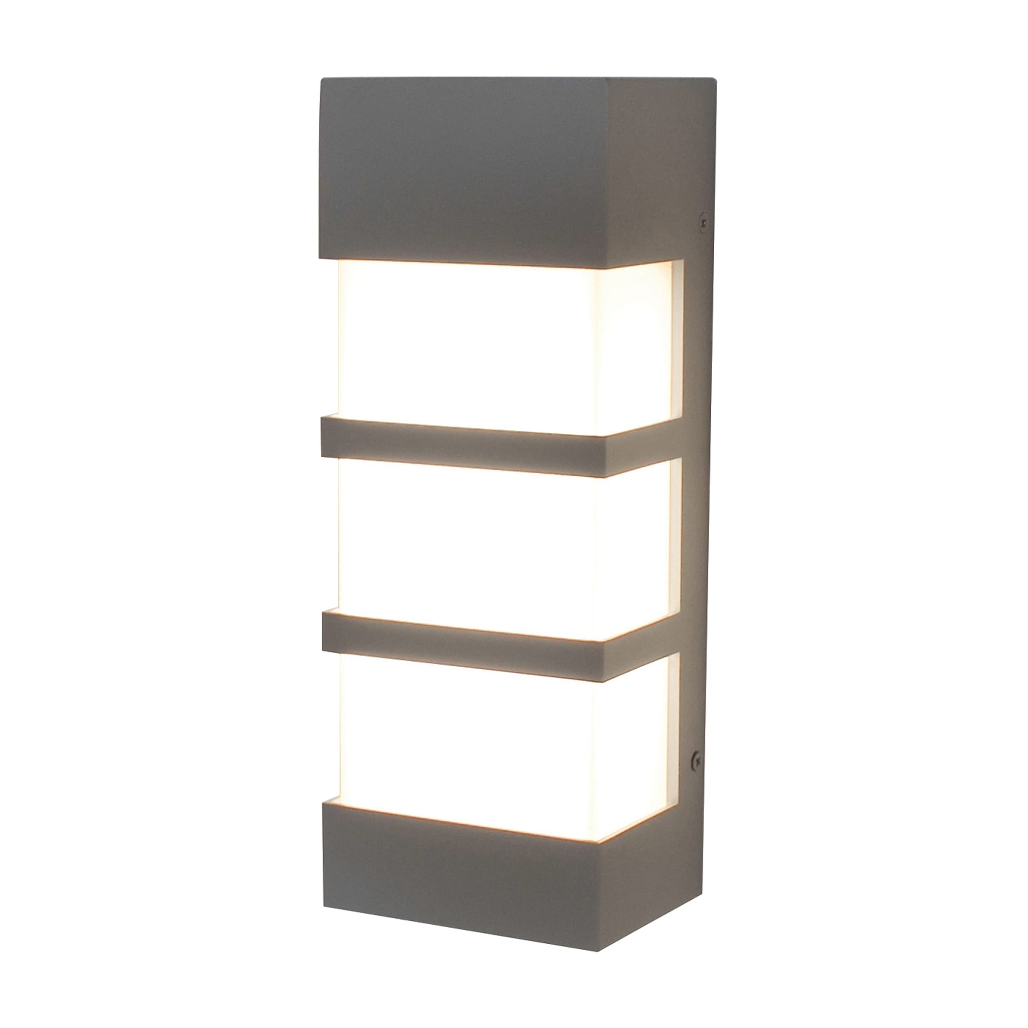 Afx State 12 Inch Ada Textured Grey Led Outdoor Sconce White Acrylic Shade