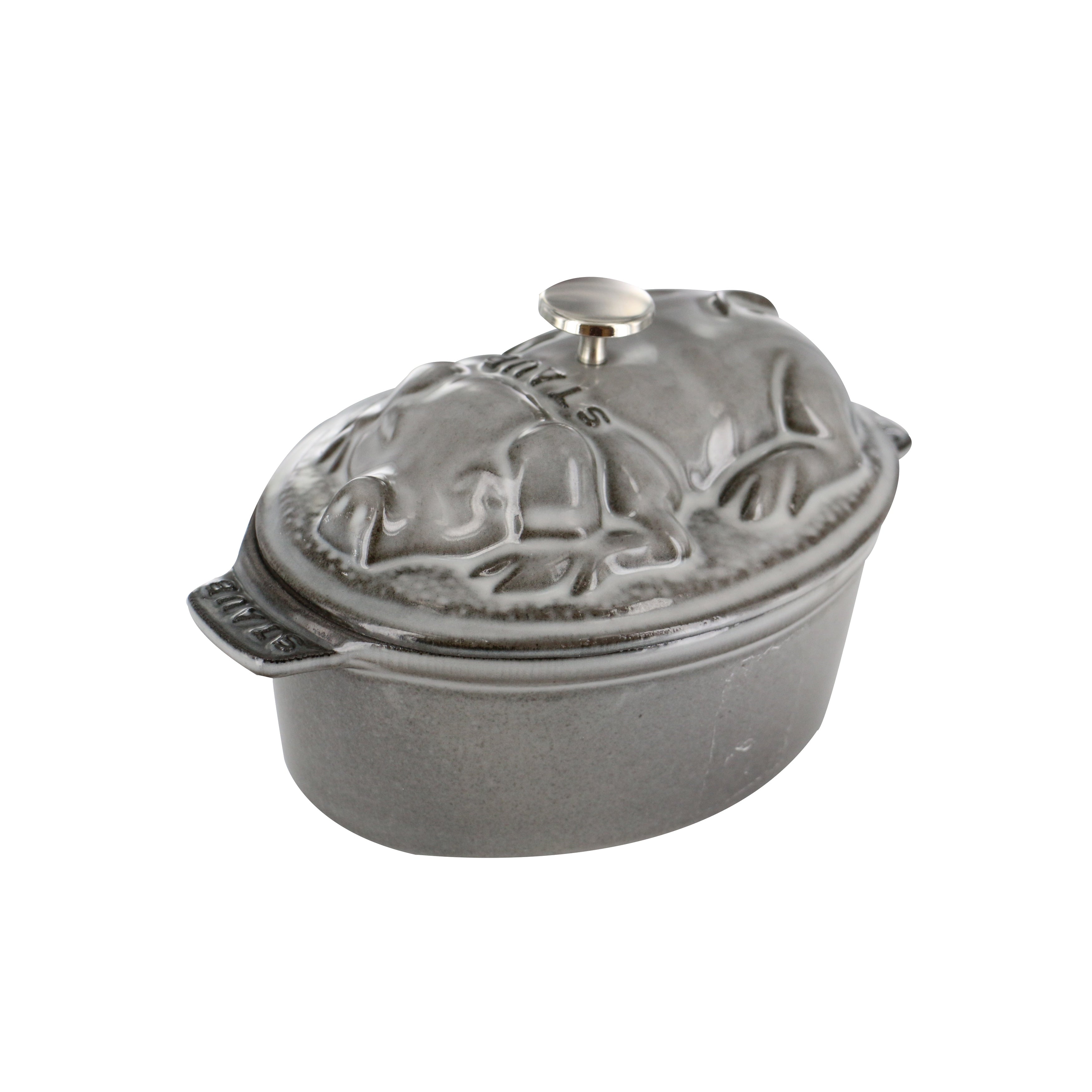 Staub Cast Iron 1 Qt Pig Cocotte Graphite Grey