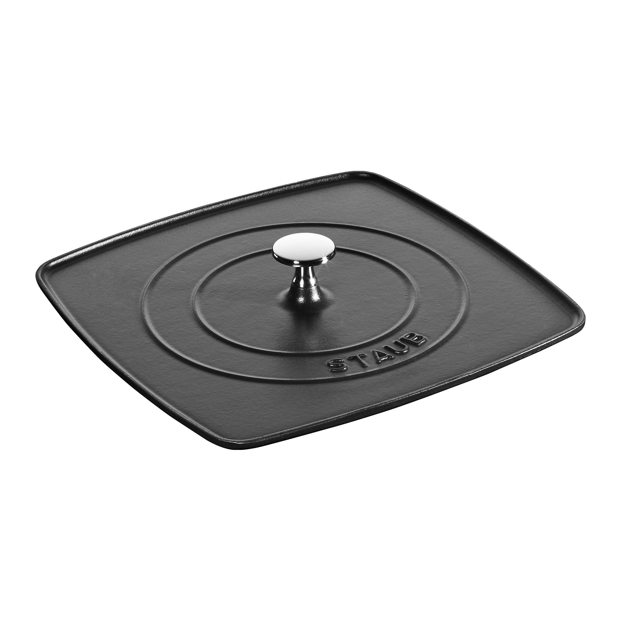 Staub Cast Iron 10.3 Square Grill Press Matte Black Fits 12 Grill Pan