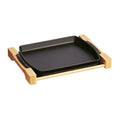 Staub Cast Iron 15 X 9 Rectangular Serving Dish With Wood Base Matte Black 15 X9