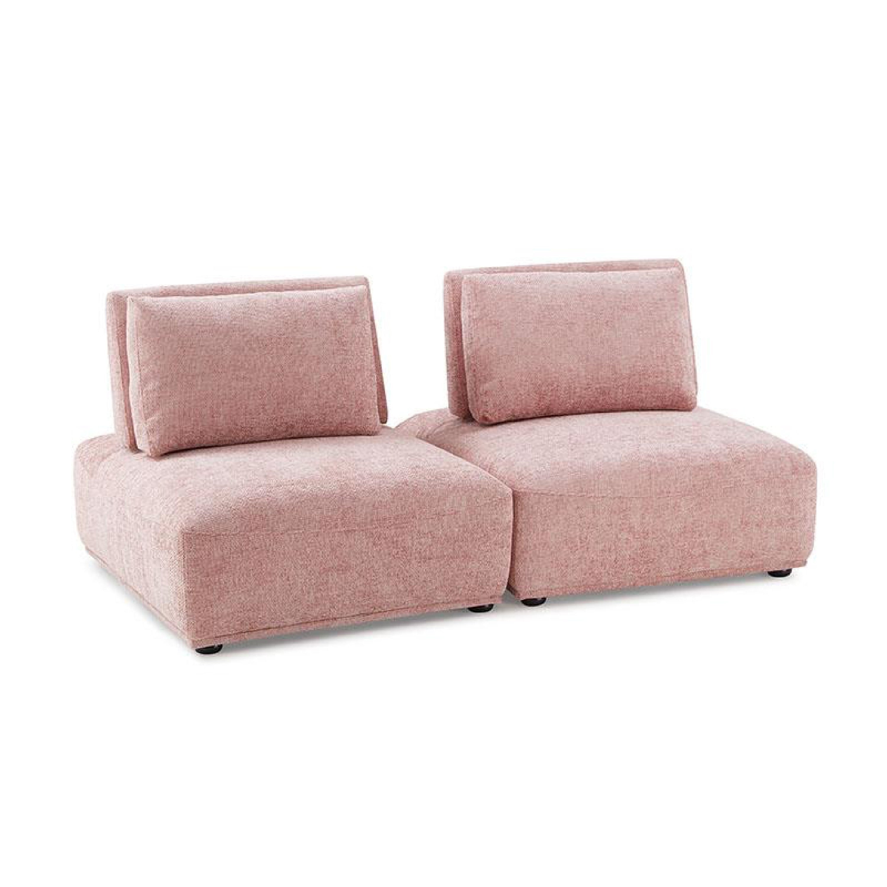 Stavan Modular 2 Seater Sofa Pink Boucle Adjustable Backs 73 Inch