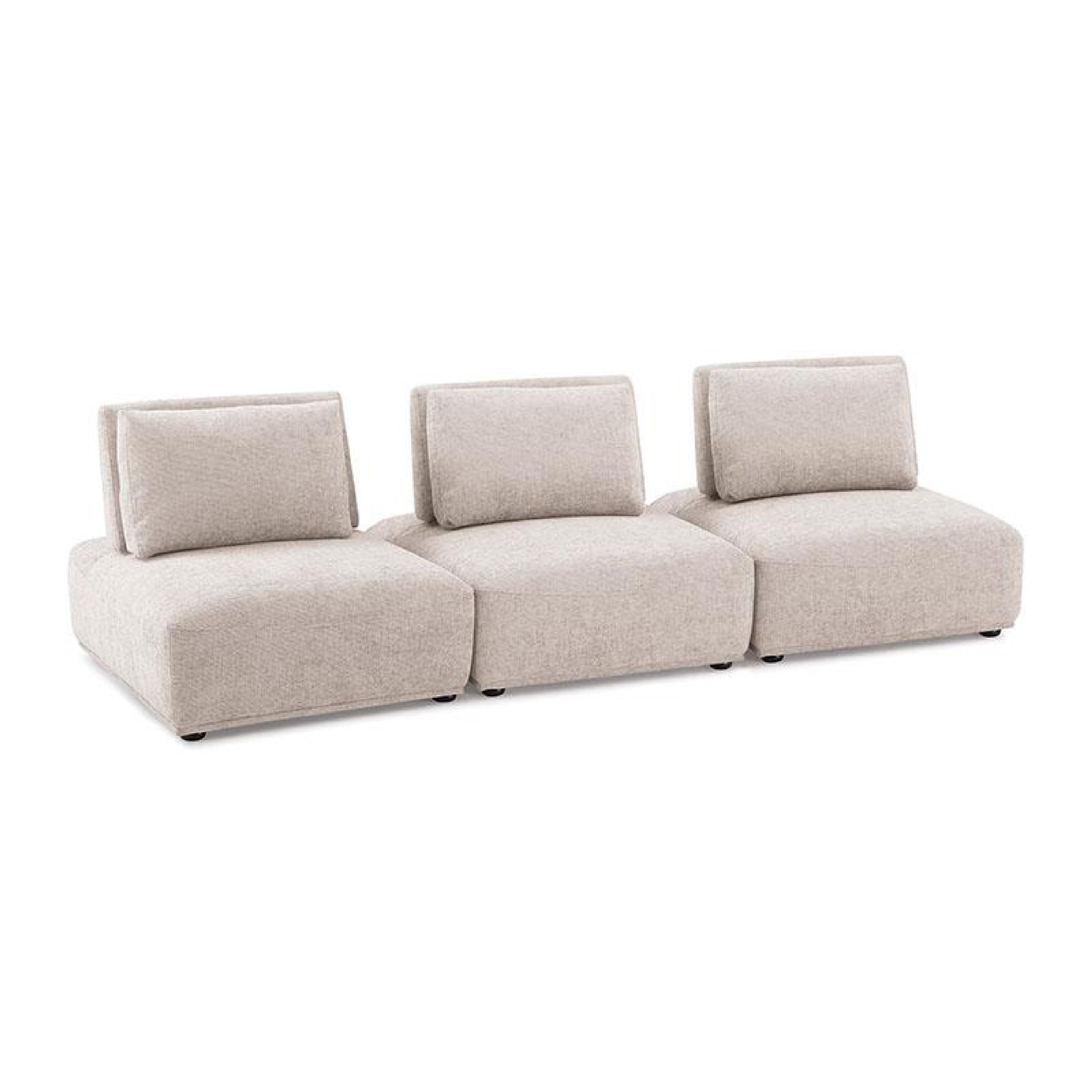 Stavan Modular 3 Seater Sofa Light Brown Boucle Adjustable Seat Back
