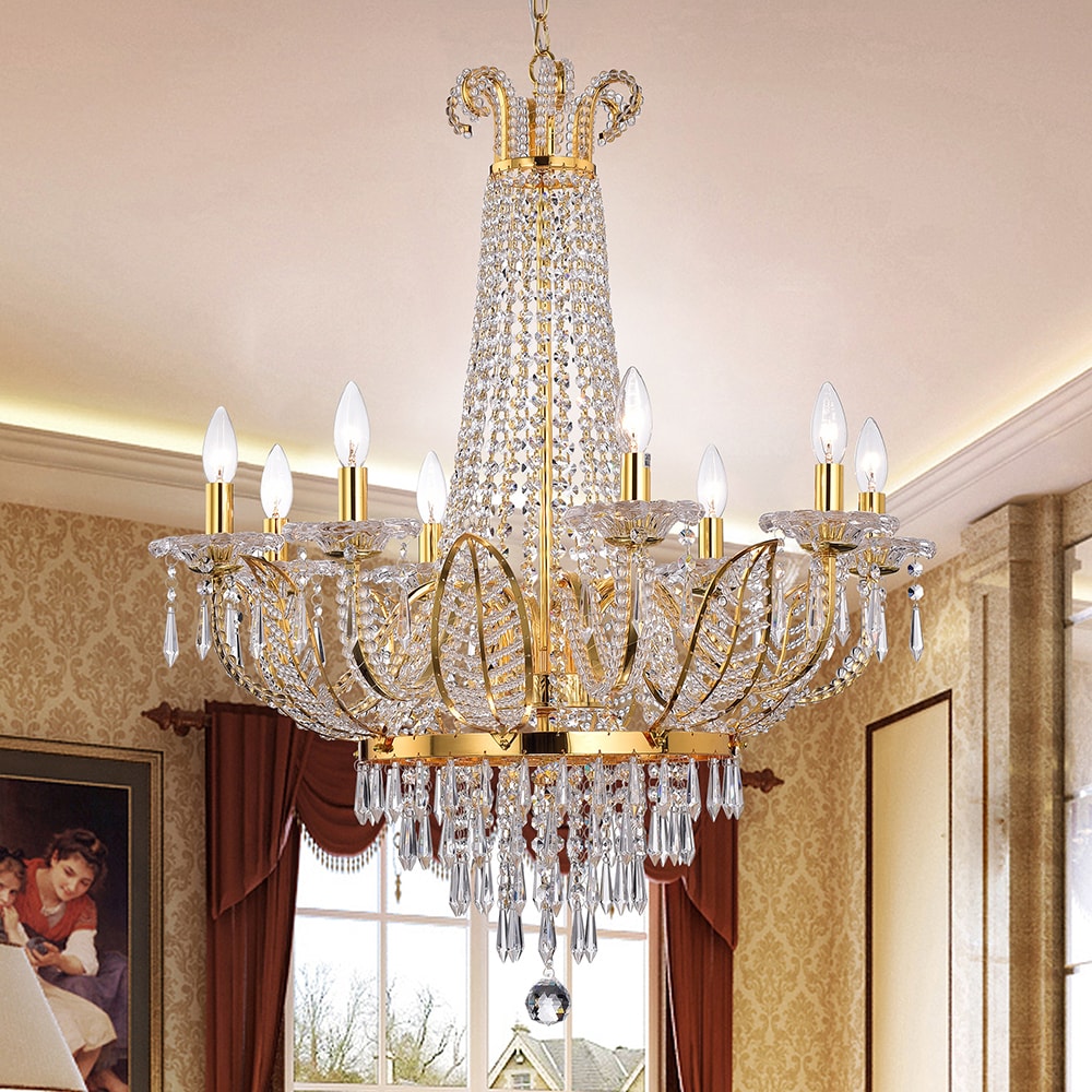 Stavith Crystal And Gold Metal 8 Light Chandelier