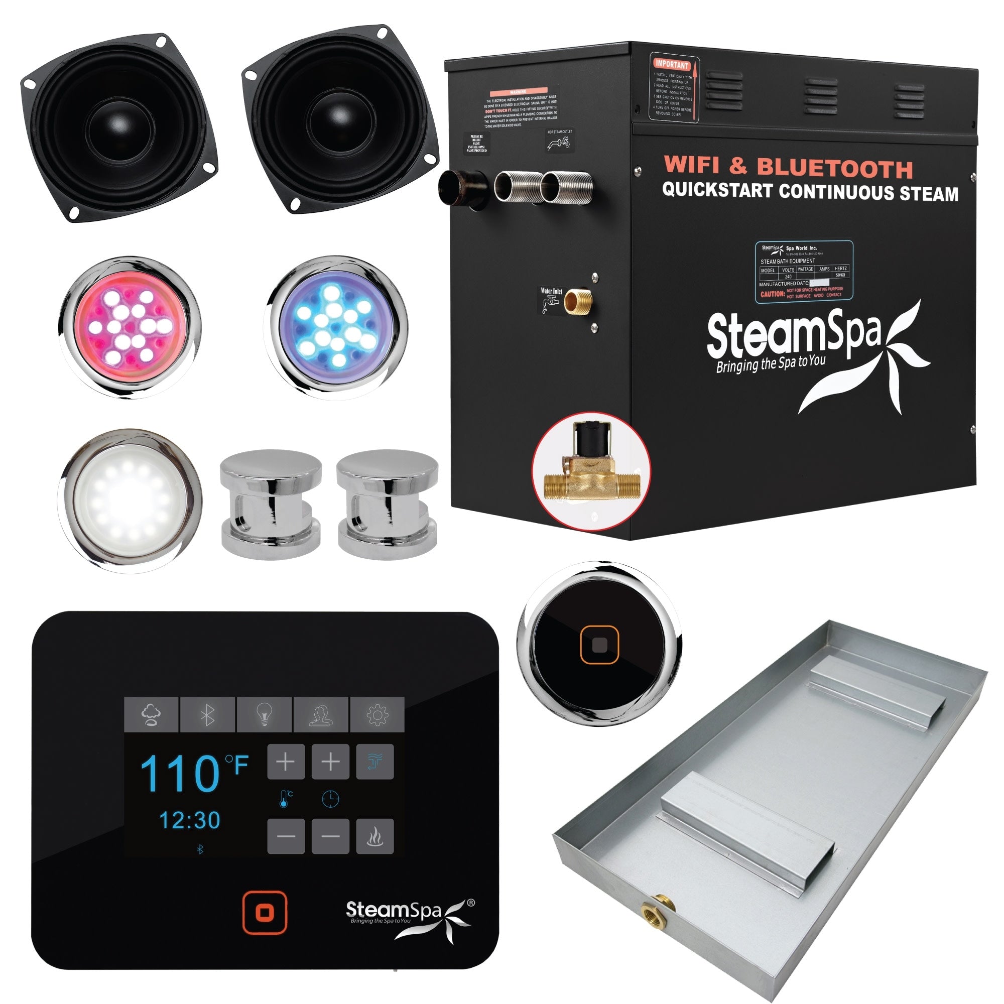 Steamspa Bkt1200 A Black Series 12Kw Quickstart Steam Bath Generator Package