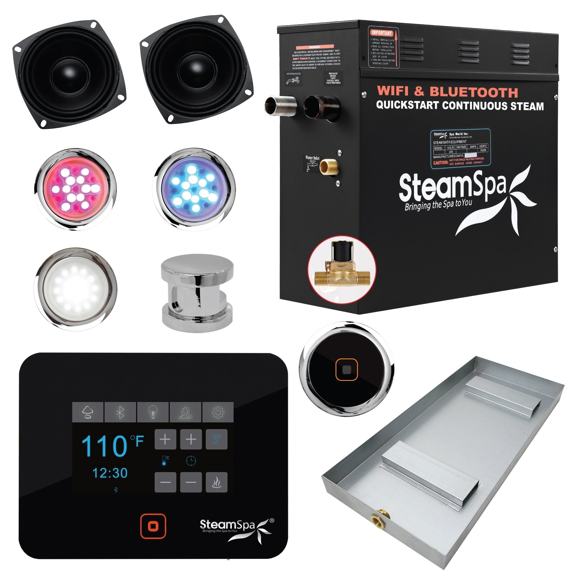 Steamspa Bkt450 A Black Series 4.5Kw Quickstart Steam Bath Generator Package