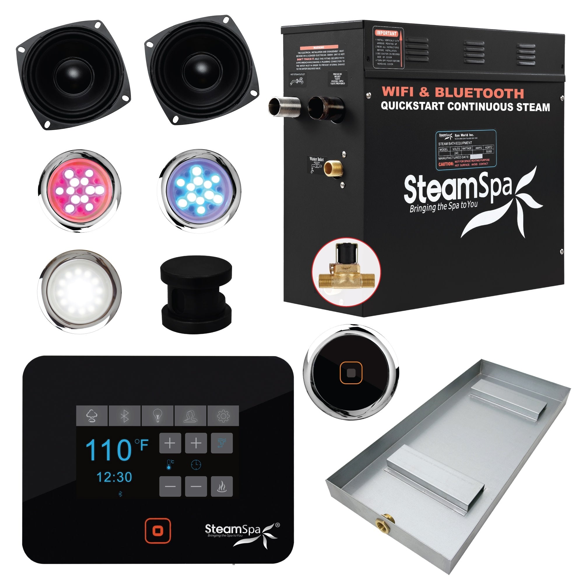 Steamspa Bkt900 A Black Series 9Kw Quickstart Steam Bath Generator Package