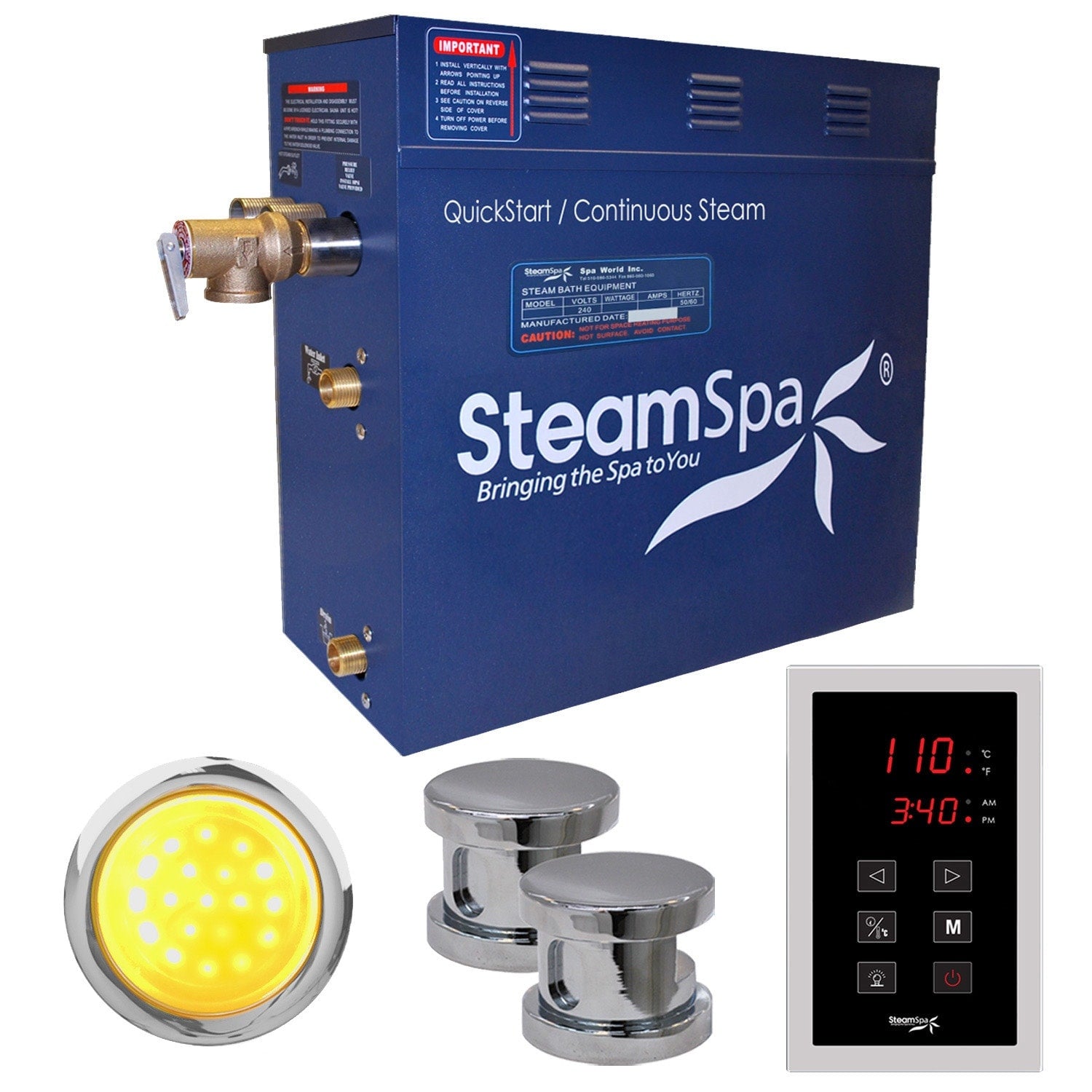Steamspa Int1050 Indulgence 10.5 Kw Quickstart Acu Steam Bath Generator Package With Touch Controller