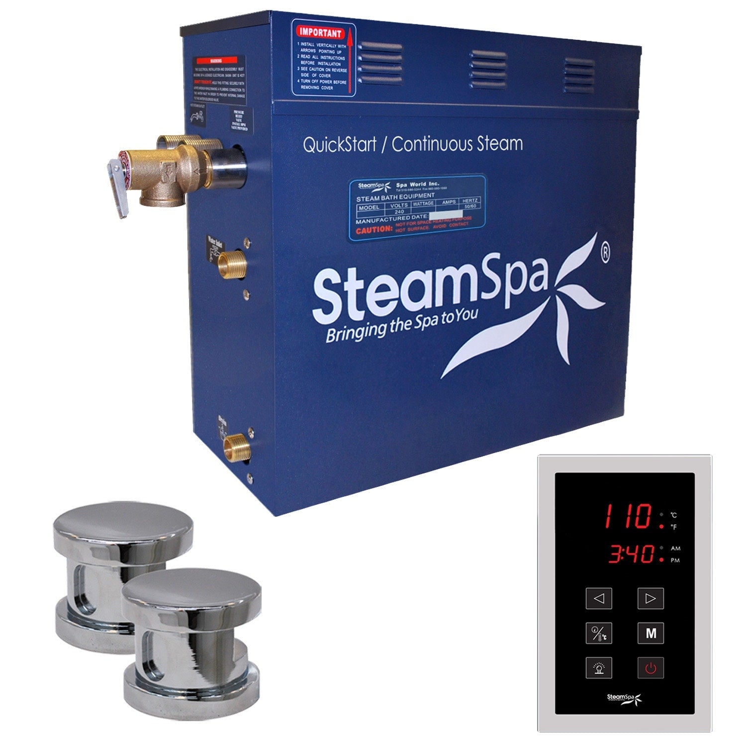Steamspa Oat1050 Oasis 10.5 Kw Quickstart Acu Steam Bath Generator Package With Touch Controller