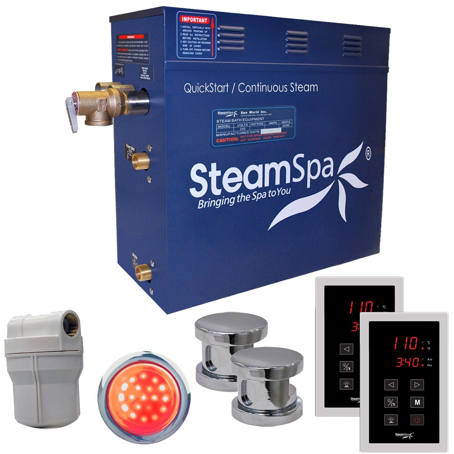 Steamspa Ryt1050 Royal 10.5 Kw Quickstart Acu Steam Bath Generator Package With Touch Controller