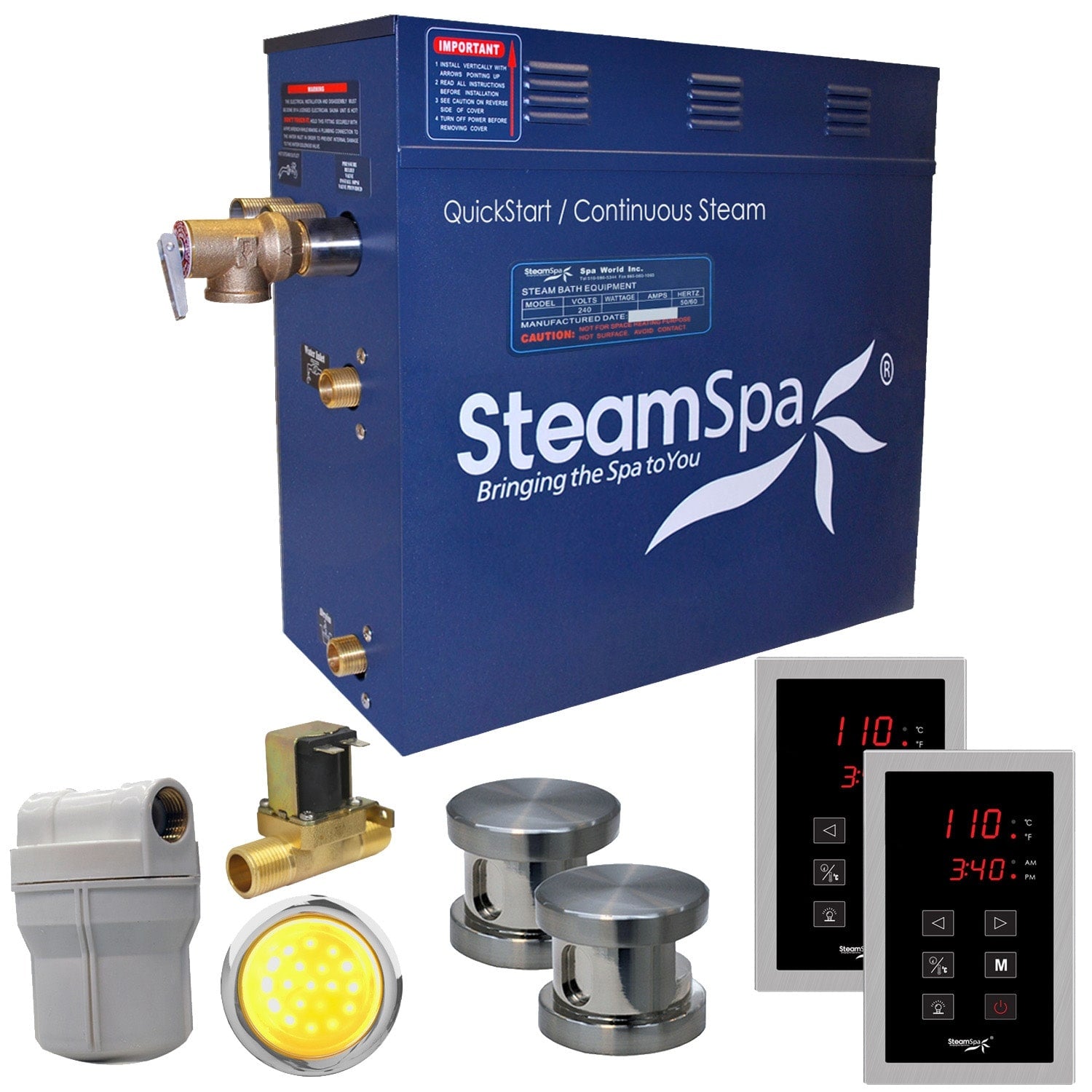 Steamspa Ryt1200 A Royal 12 Kw Quickstart Acu Steam Bath Generator Package With Built In Auto Drain And Touch Controller