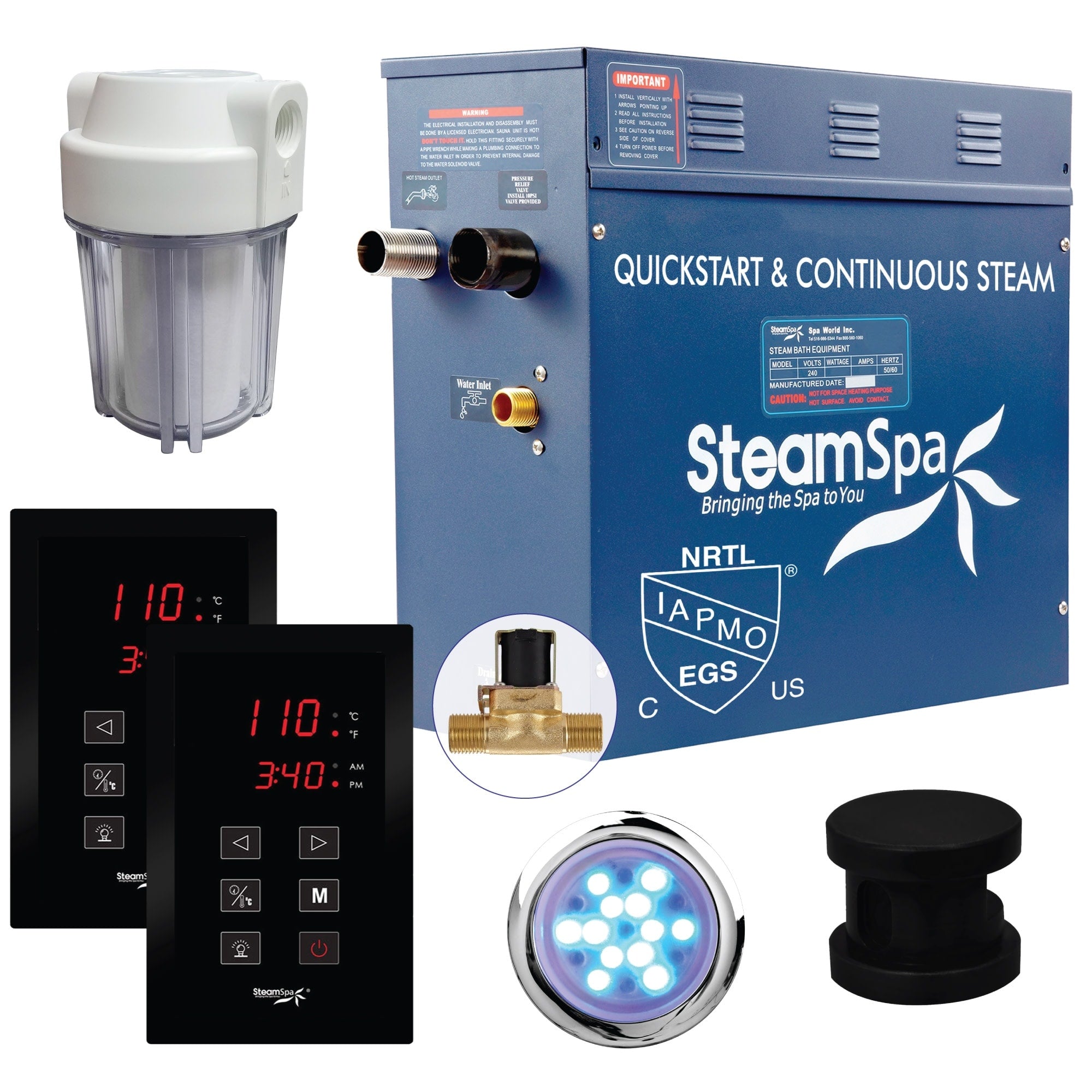 Steamspa Ryt600 A Royal 6 Kw Quickstart Acu Steam Bath Generator Package With Built In Auto Drain And Touch Controller