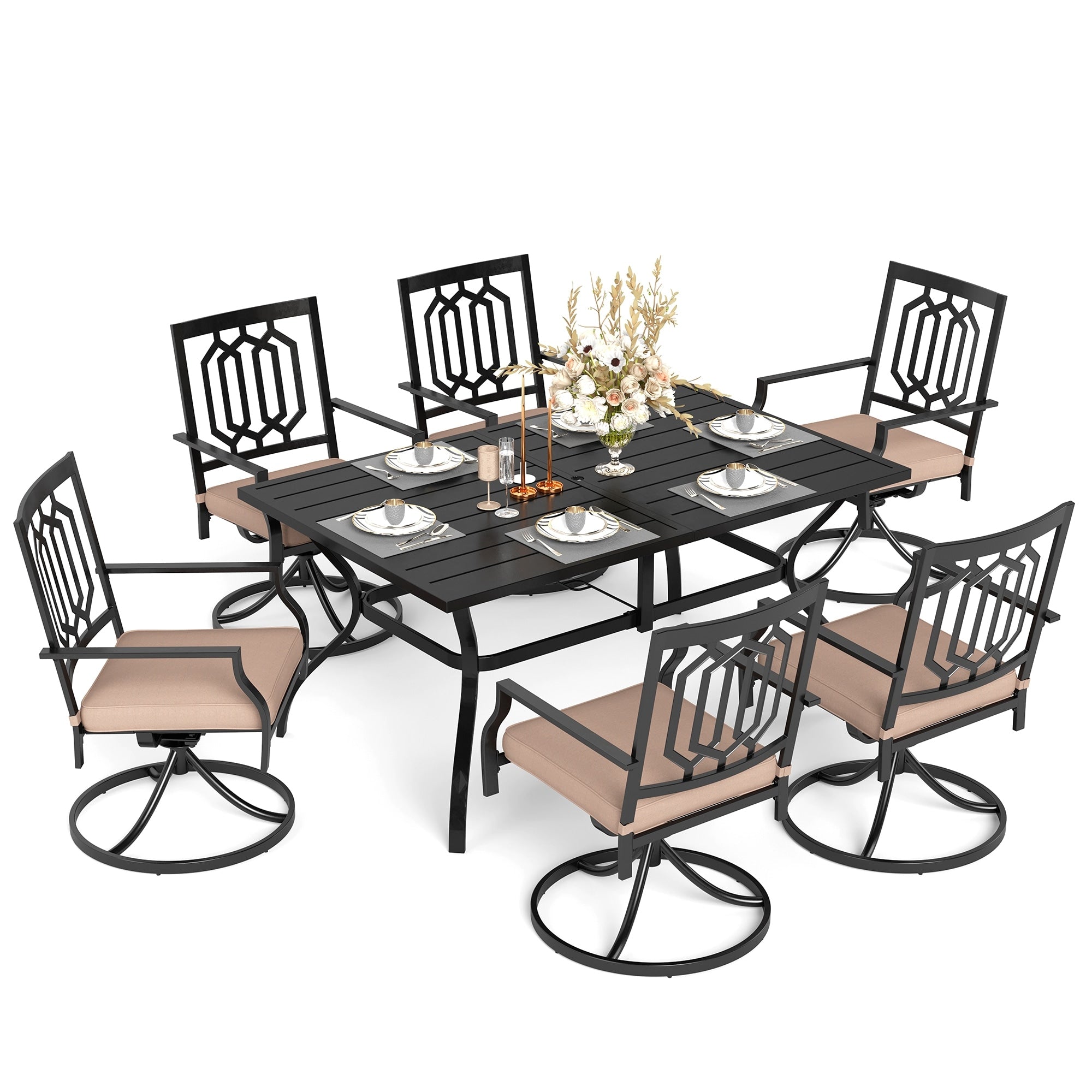 Phi Villa Metal Outdoor Patio Bistro Furniture Set