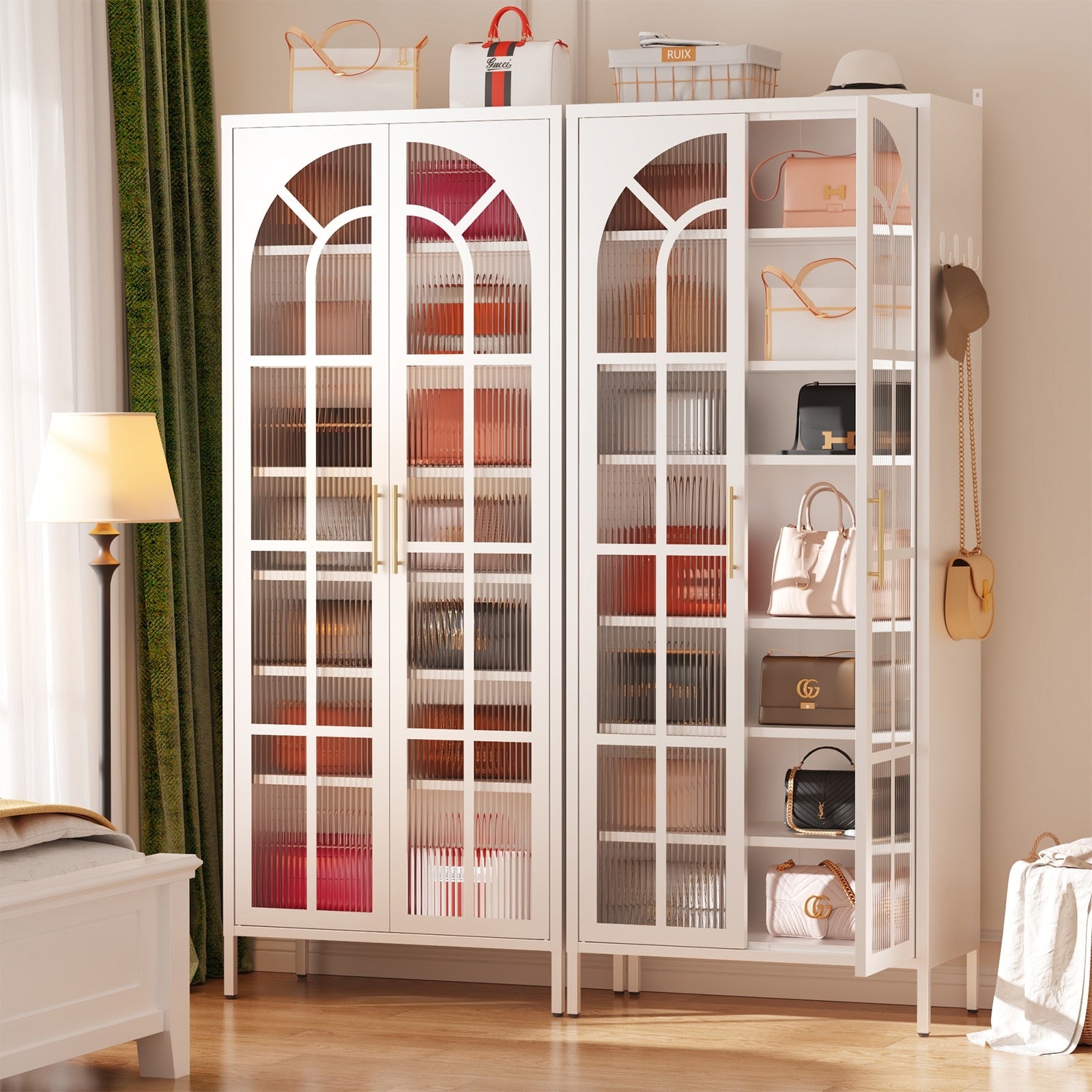 Steel Shoe Cabinet With Acrylic Doors Adjustable Shelves