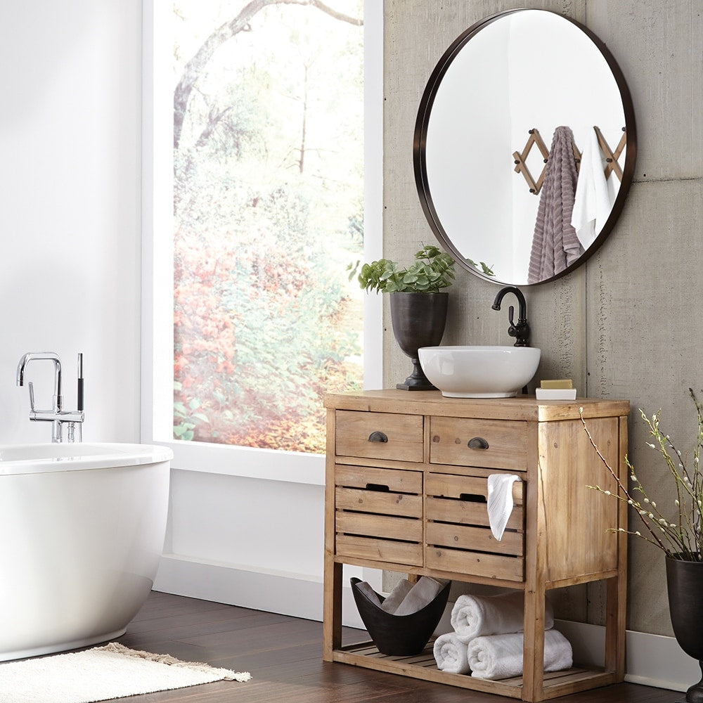 Steele Brass Round Wall Mirror