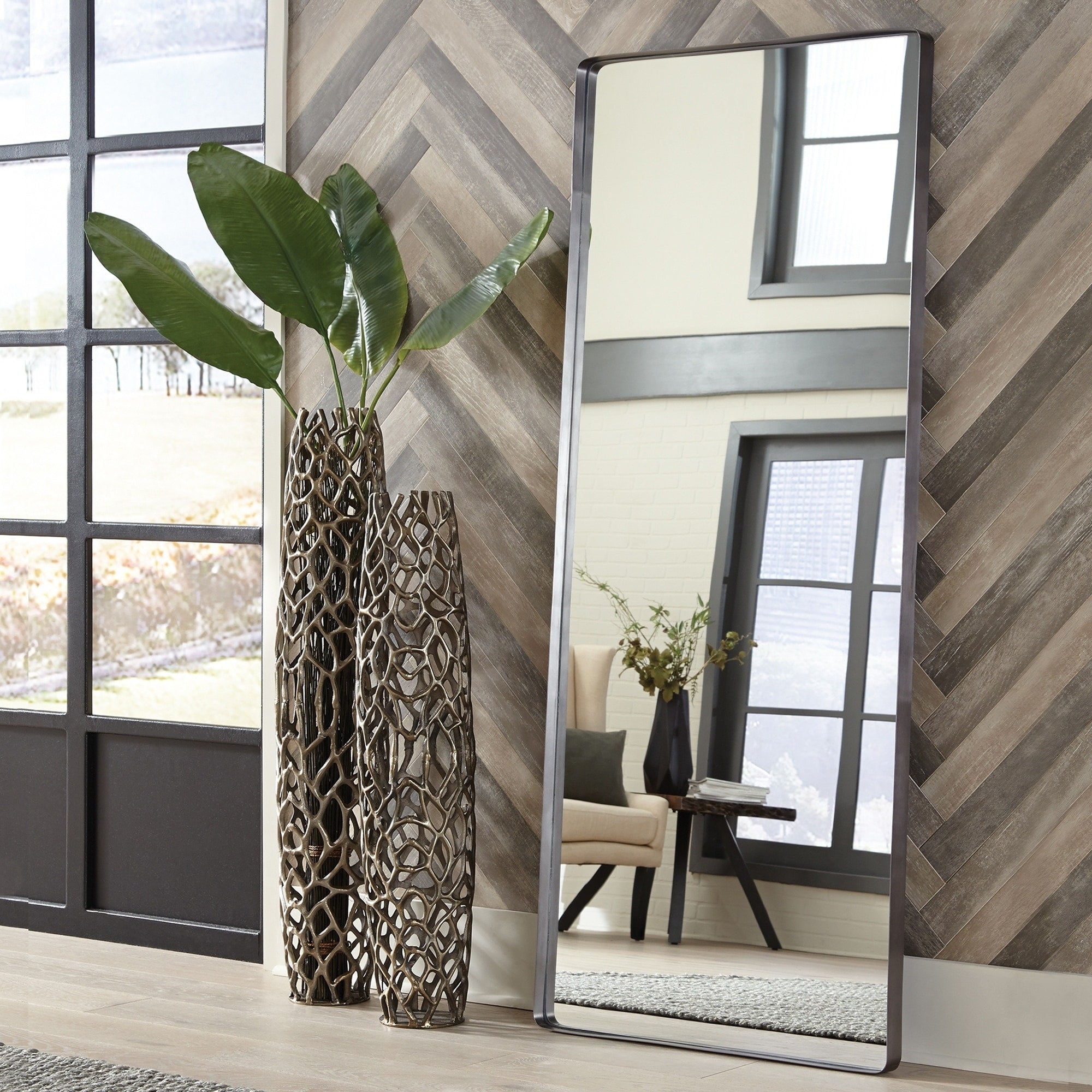 Steele Silver Oversize Leaner Mirror