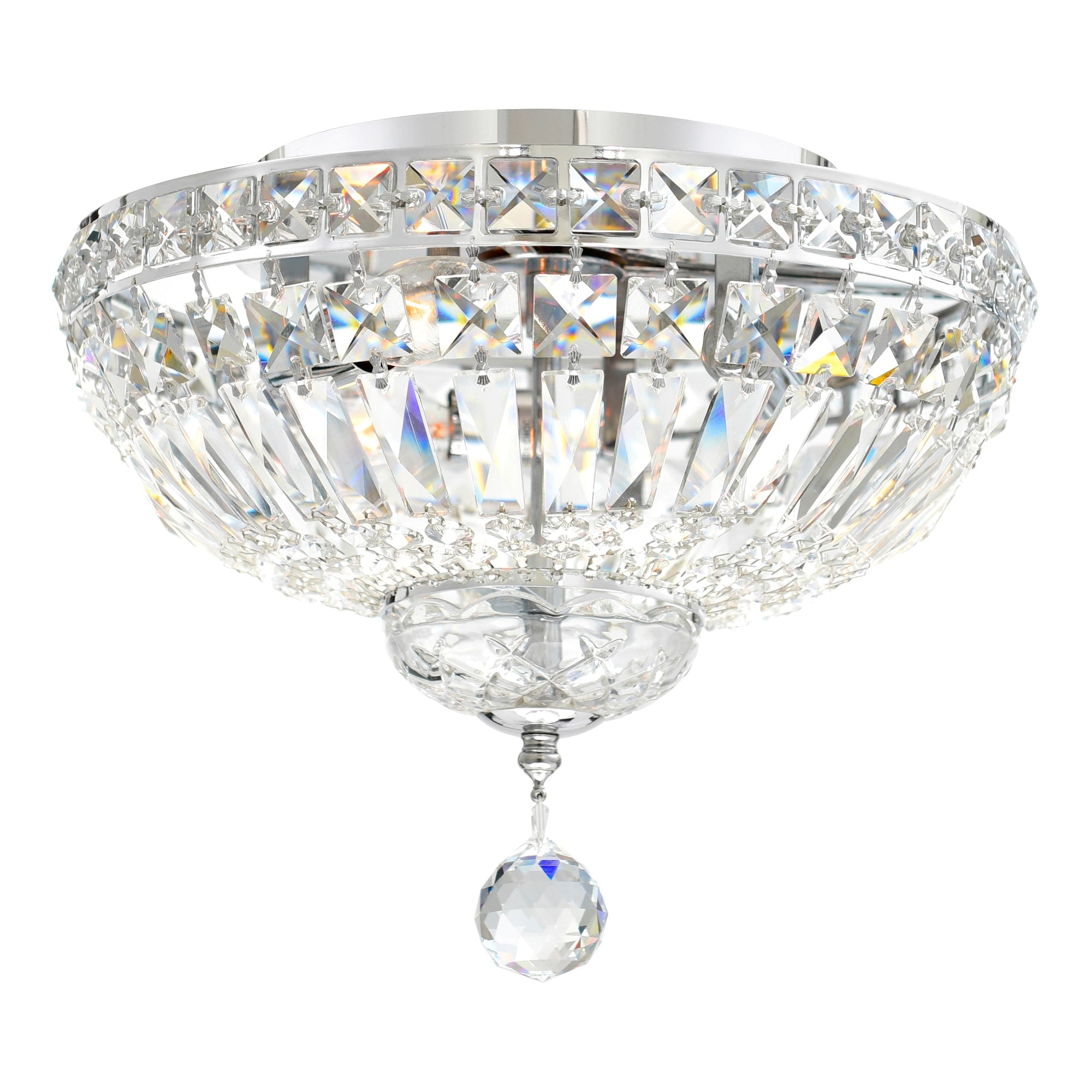 3 Light Flush Mount With Chrome Finish