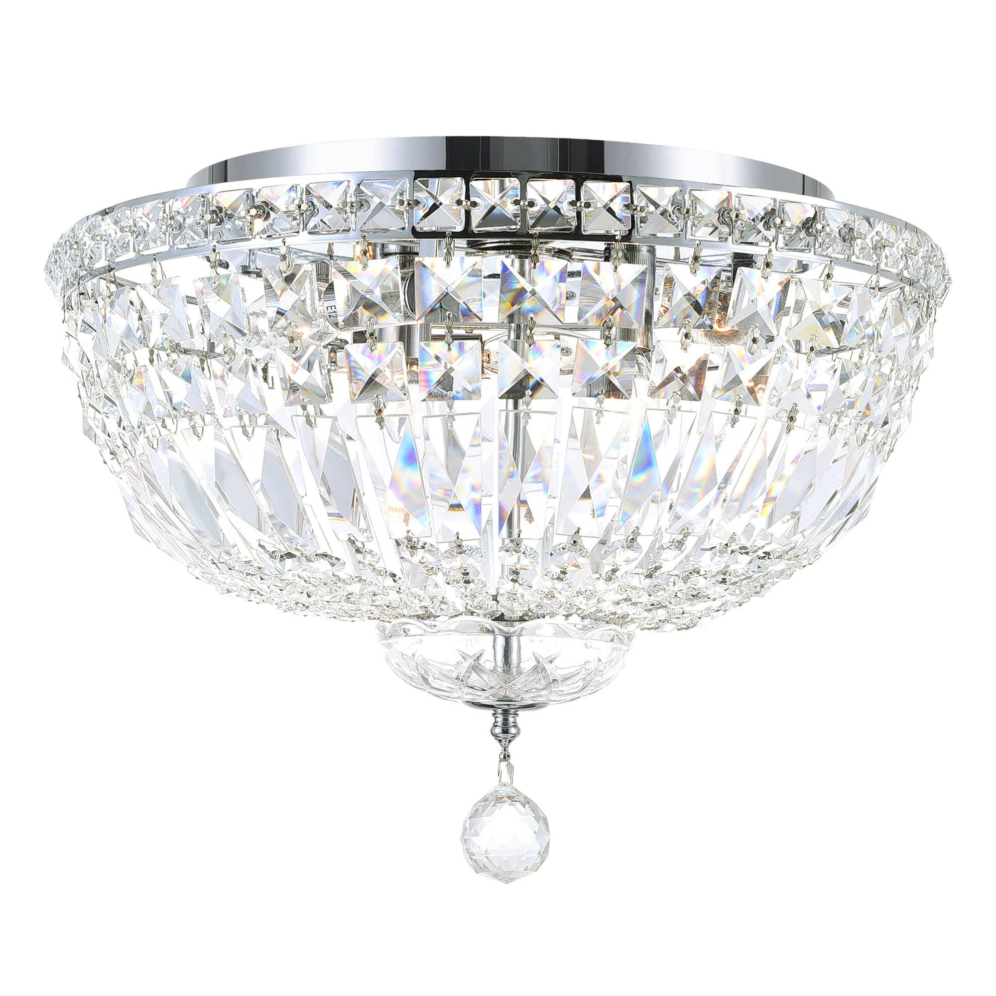 5 Light Flush Mount With Chrome Finish