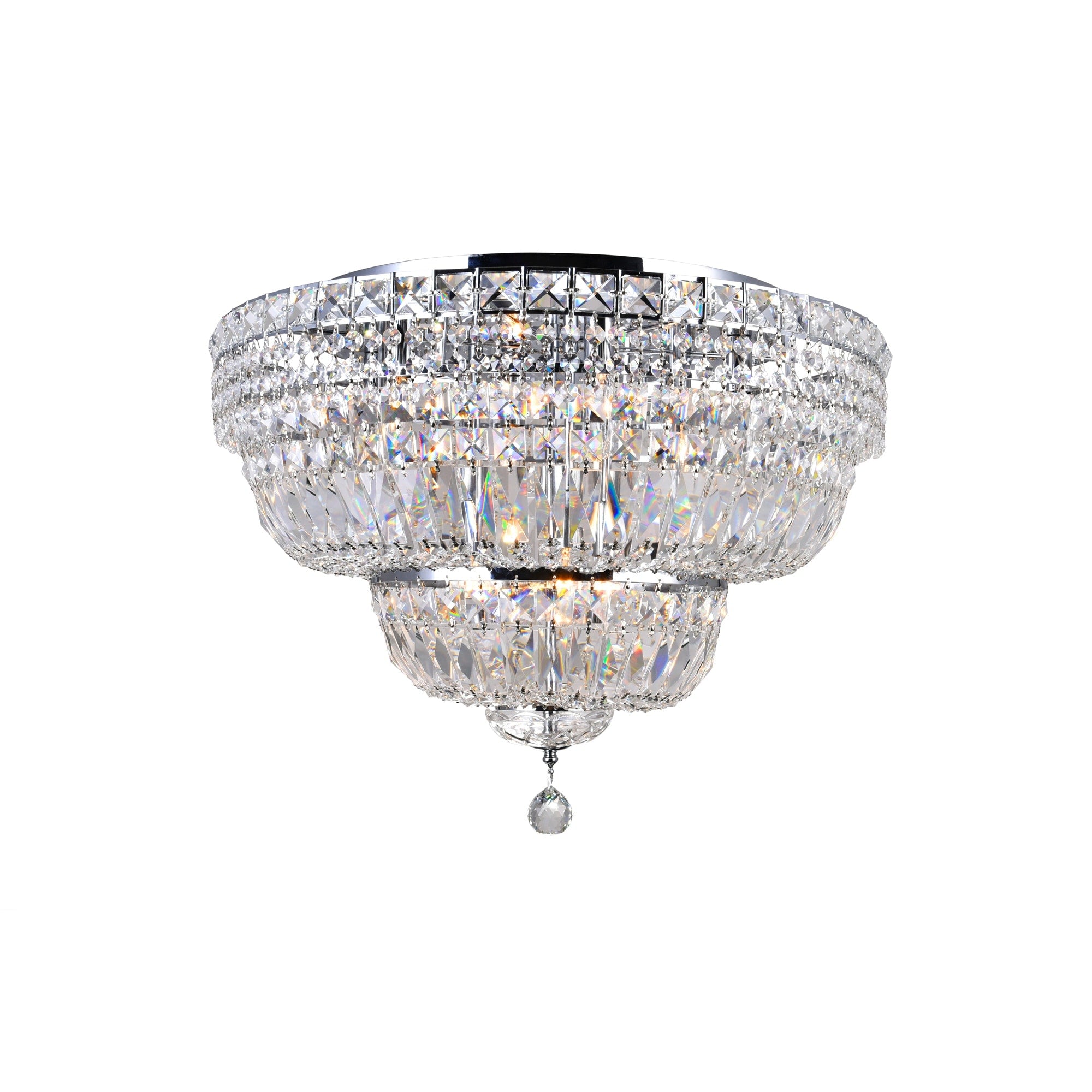 Stefania Collection Chrome Finish Stainless Steel Crystal 9 Light Flush Mount