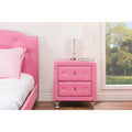 Silver Orchid Porten Crystal Tufted Pink Upholstered Nightstand