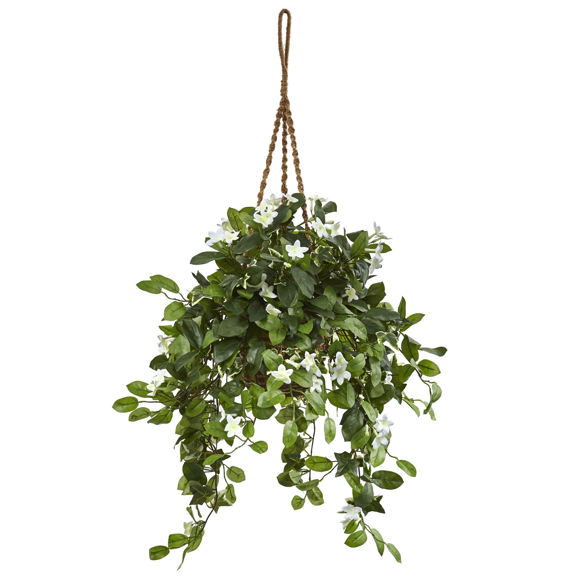 Nearly Natural Stephanotis In Hanging Basket