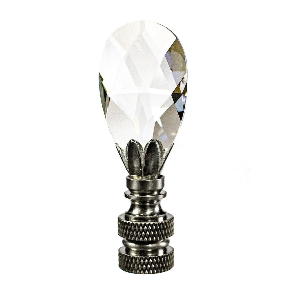 Stephanov Crystal Small Teardrop Nickel Base Lamp Finial 2.5 H