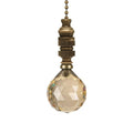 Faceted Champagne Crystal Ball Ceiling Fan Pull Antique Brass 2.25 H
