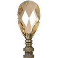 Stephanov Large Champagne Crystal Teardrops Lamp Finial Antique Brass 2.85 H