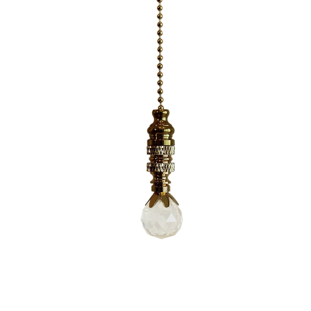 Stephanov Multi Faceted Crystal Ball Ceiling Fan Pull 2 H With 12 Polished Brass Chain