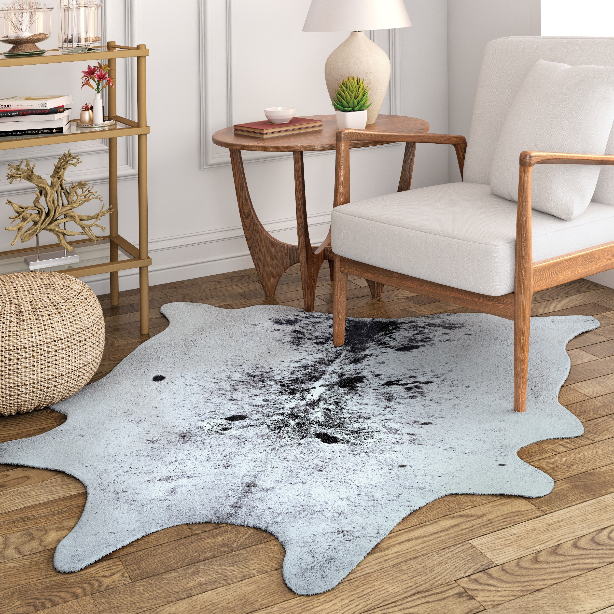 Steppe Hides Ystad Ivory Black Area Rug