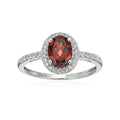 Pinctore Ster Silver Oval Garnet And White Topaz Ring